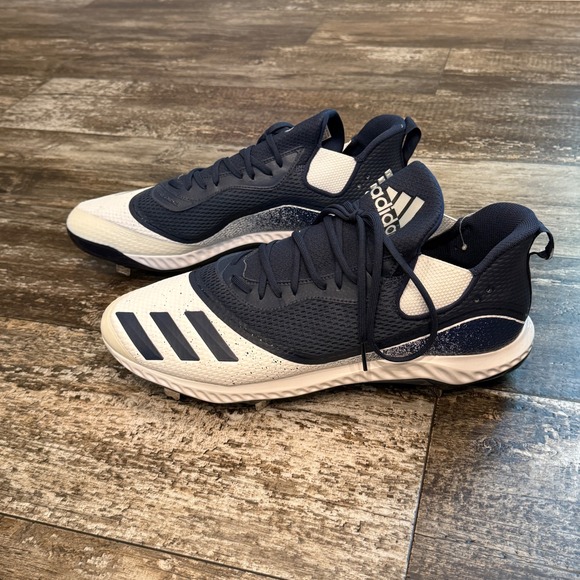 Adidas Icon V Bounce Baseball Cleats Navy White Mens Size 17  Lace Up Sports NEW - Picture 8 of 9